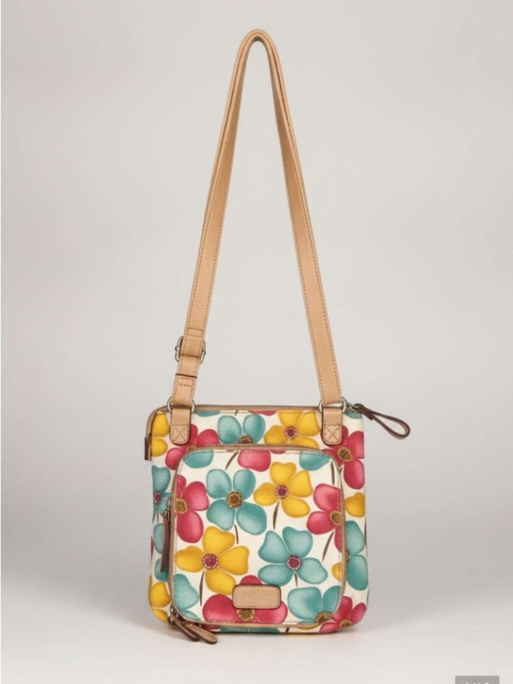 RELIC Crossbody/Shoulder Bag Floral Canvas Blue/Pink/Yellow